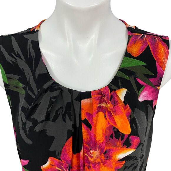 Worthington Top Womens XL Tropical Hawaiian Shirt Work Office Sleeveless Blouse - Picture 3 of 15